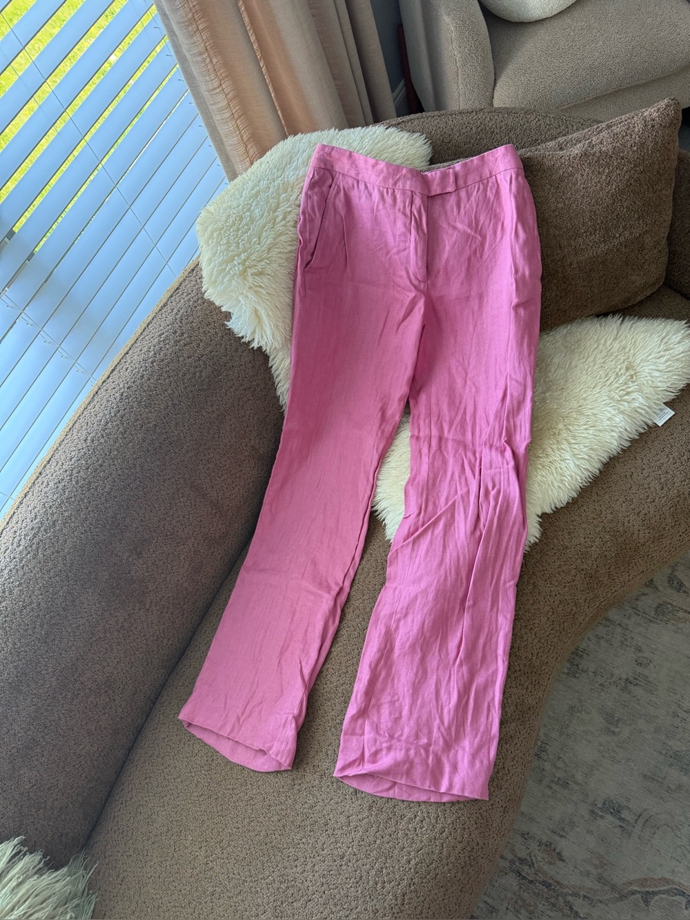 Loro Piana Silk/Linen Flax Trouser Pants in Pink